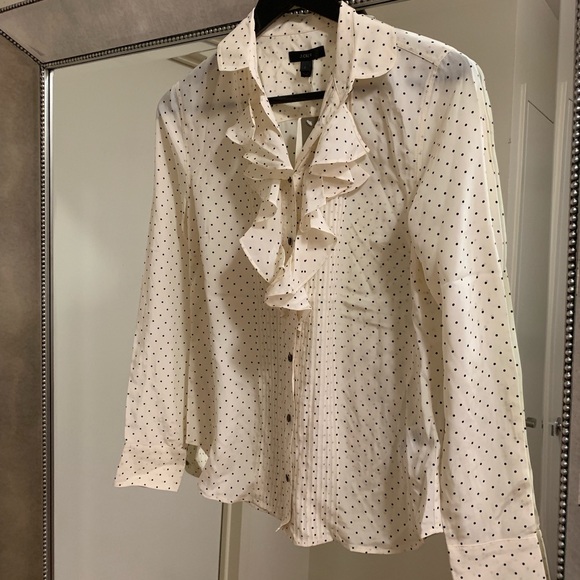 J. Crew Tops - J. Crew Polka Dot Ruffle Blouse
